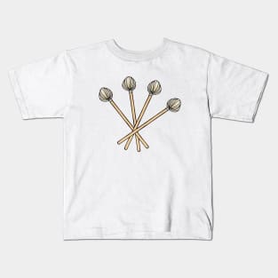 Four Mallet Play Technique | Vibraphonist Playing Vibraphone Mallet Percussion Kids T-Shirt